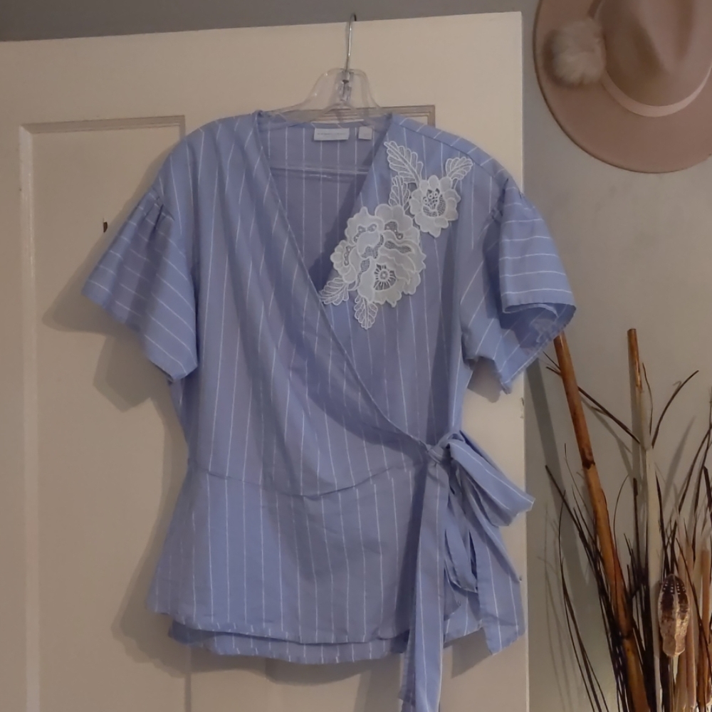 New York and Company Peplum Wrap Top